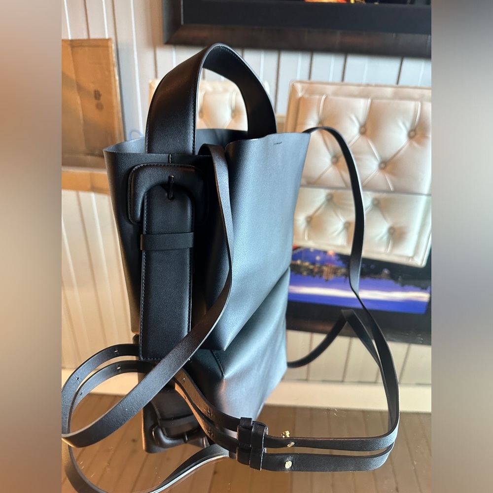 Arket Leather Satchel Tote Bag w Crossbody Strap Black - Picture 12 of 15